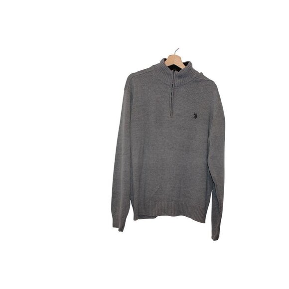 U.S. Polo Assn. Mens 2XL Gray Acrylic & Polyester Half-Zip Sweater - Picture 2 of 10